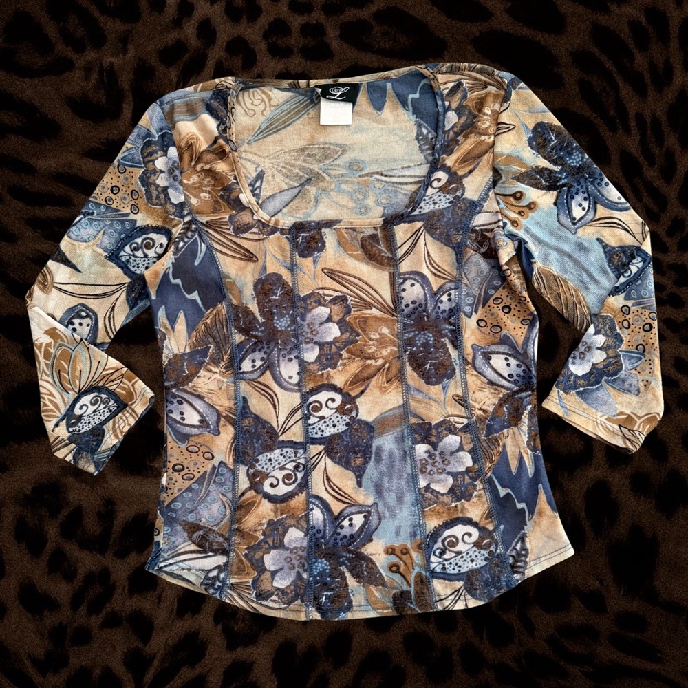 Y2K Libra Multicolored Floral Corset Silhouette Top